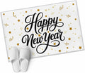 Happy New Years Kitchen Area Rugs 2x3ft, Winter Holiday Yellow Stars Ribbons Bathroom Living Room Rugs Felt Carpet Rubber Backing Non-Slip Rug for Entryway Bedroom Rectangle