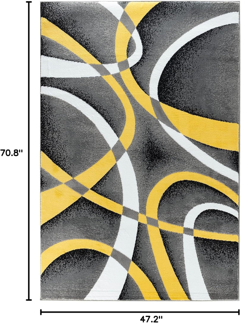 Area Rug 4x6 Yellow Door Mat Modern Swirls Carpet Bedroom Living Room Contemporary Dining Accent Sevilla Collection 4816
