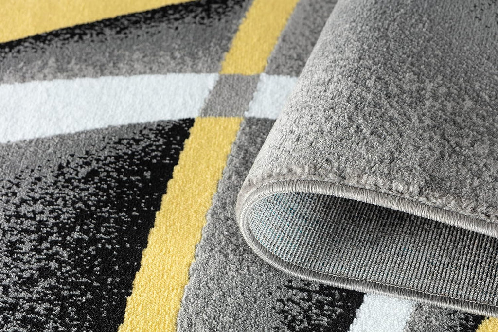 Area Rug 4x6 Yellow Door Mat Modern Swirls Carpet Bedroom Living Room Contemporary Dining Accent Sevilla Collection 4816