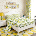 Lemon Bedding Set Twin,Flowers Summer Fruits Bottom Sheet for Kids Teens Adults Girls Room Decor,Green Leaves Plants Bed Cover Fresh Nature Yellow White 3pcs Fitted Sheet+Flat Sheet+1 Pillowcase