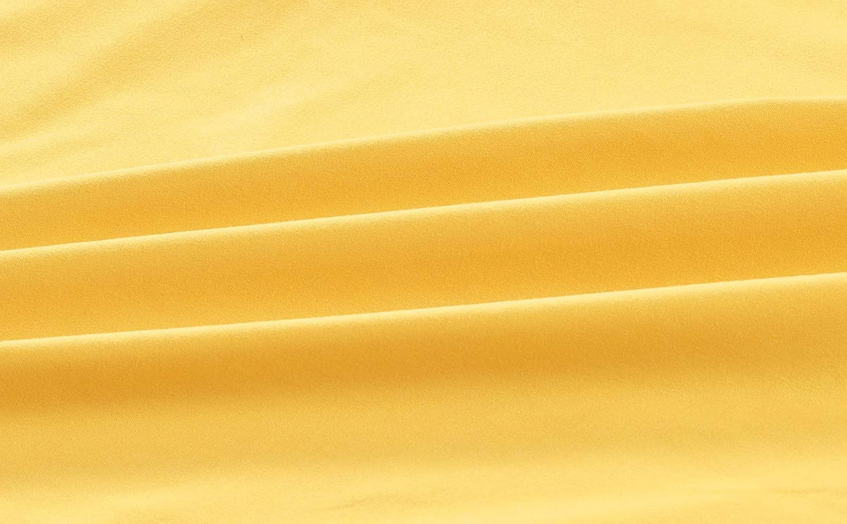 Sheets & Beyond Wrap Around Solid Microfiber Luxury Hotel Quality Fabric Bedroom Gathered Ruffled Bedding Bed Skirt 14 Inch Drop (Full, Yellow)