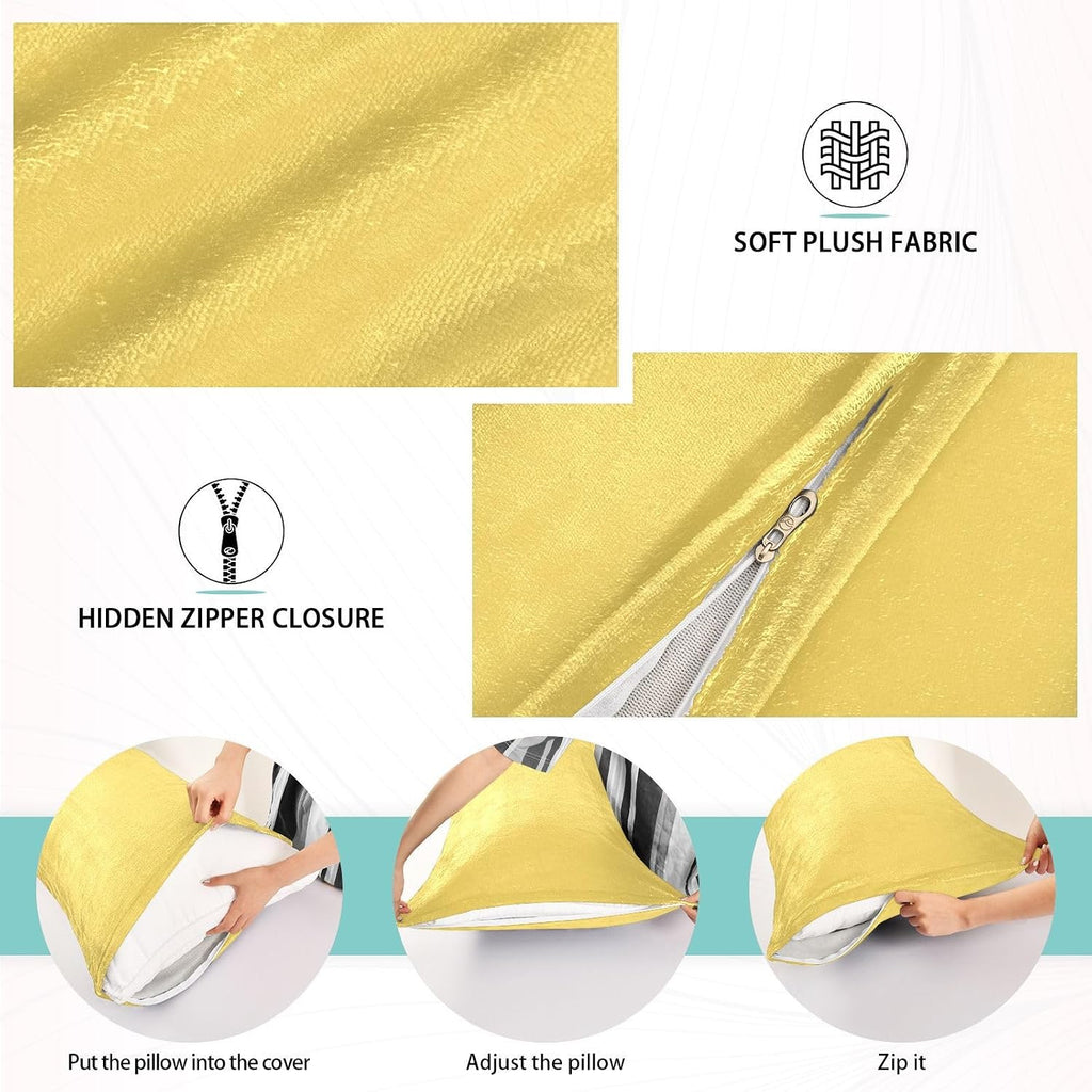 Lemon Yellow Zipper Pillowcase Soft Body Pillow Cover with Zipper Standard Size Pillow Case for Body Pillow Small Pillow Long Pillow 20x26in
