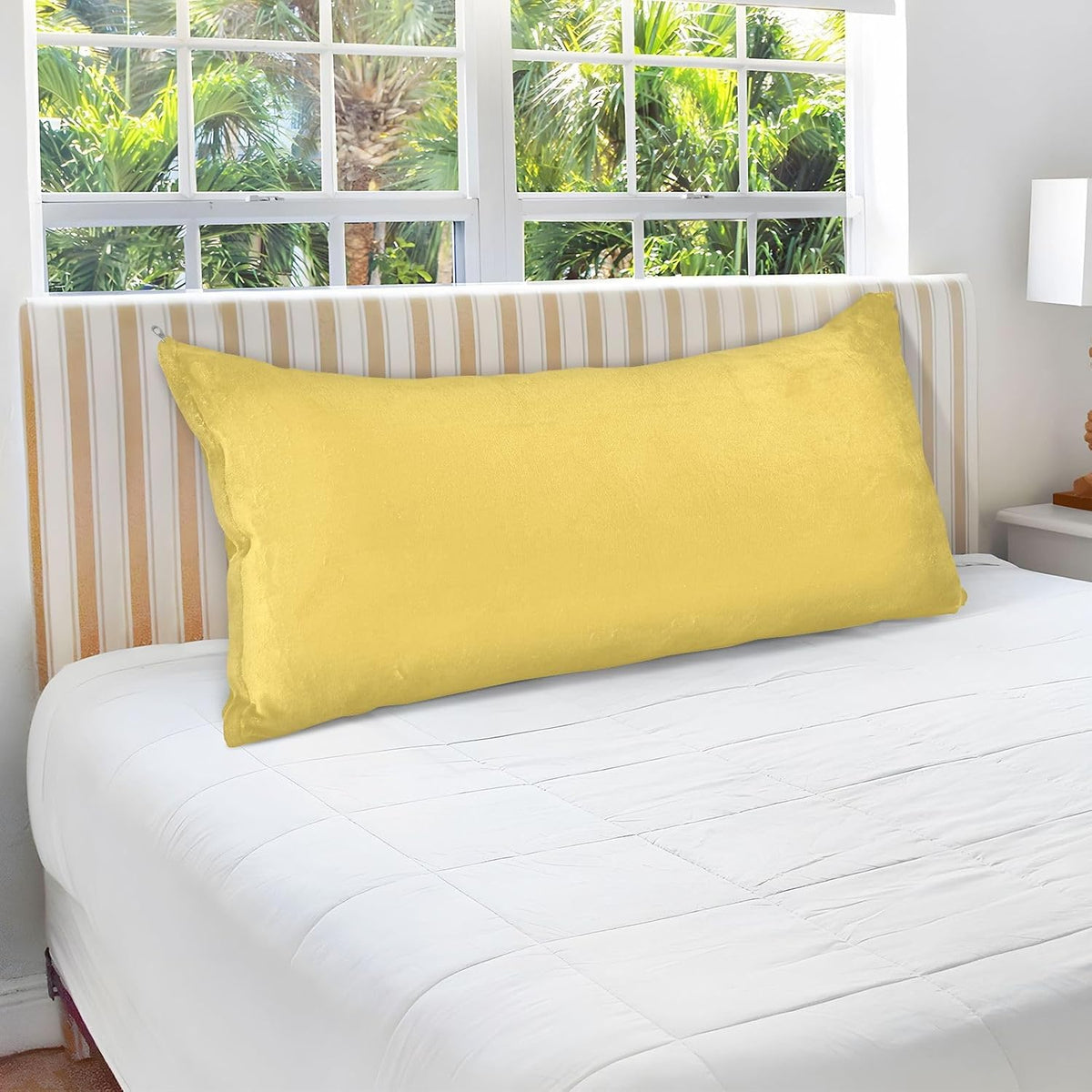 Lemon Yellow Zipper Pillowcase Soft Body Pillow Cover with Zipper Standard Size Pillow Case for Body Pillow Small Pillow Long Pillow 20x26in