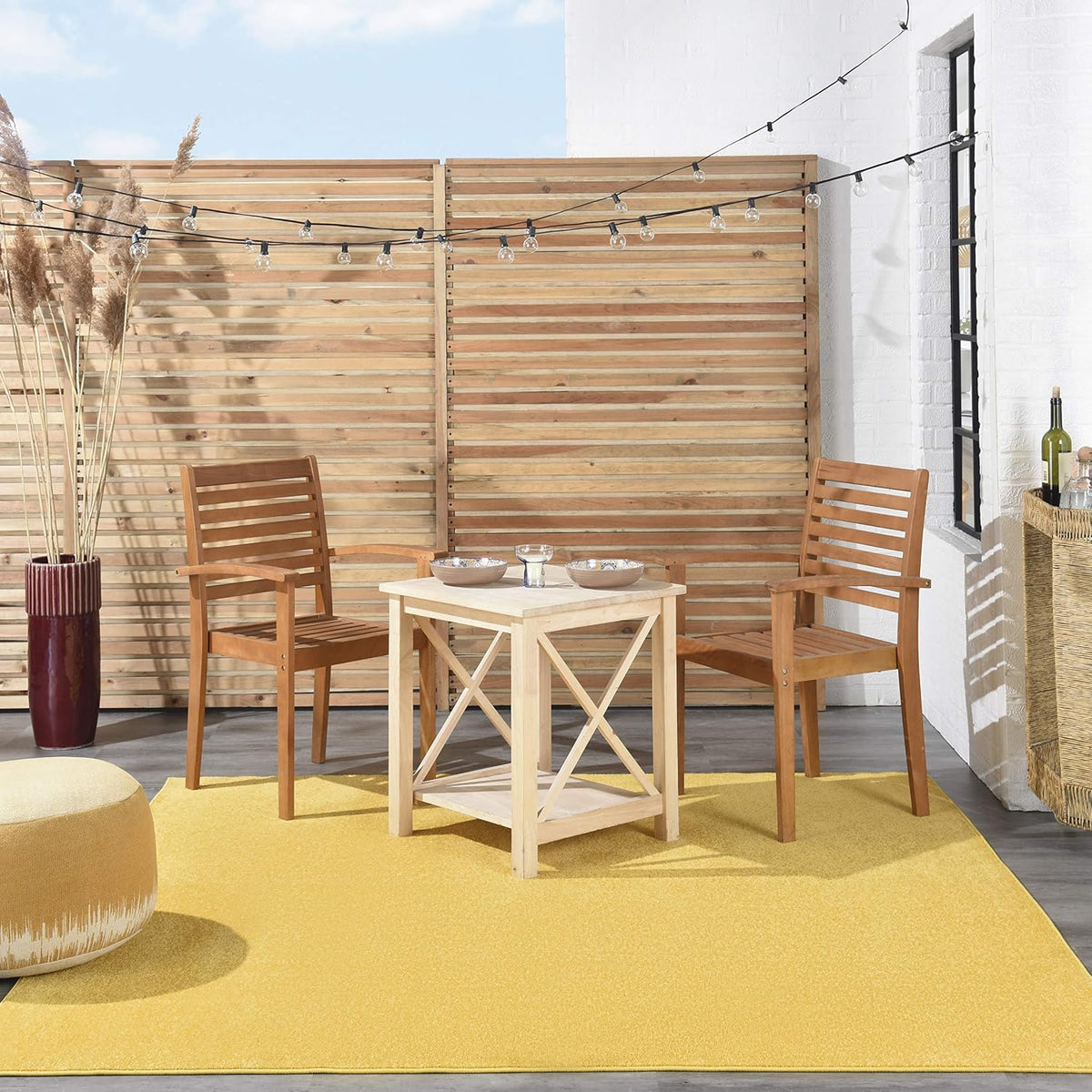 Nourison Essentials Yellow 5' x Square Area Rug - Easy Clean, Non Shedding, Bed Room, Living Room, Dining Room, Kitchen (5' x Square)
