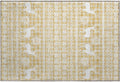 Holiday Festive Theme Soft Plush Thick Pile Christmas Area Rug 1'8" X 2'6" | Winter Cheer Xmas Playful Deer Snowflakes Plaid Patterns Gold Yellow White Color | Washable Nonslip Indoor Outdoor Rugs