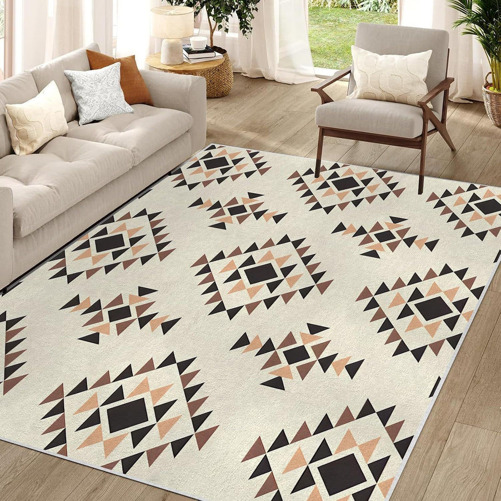 3x4ft Minimalism Area Rug – Premium Low Pile Non-Slip Carpet for Living Room, Bedroom & Office – Abstract Geometry,Washable Contemporary Home Decor Rug Yellow