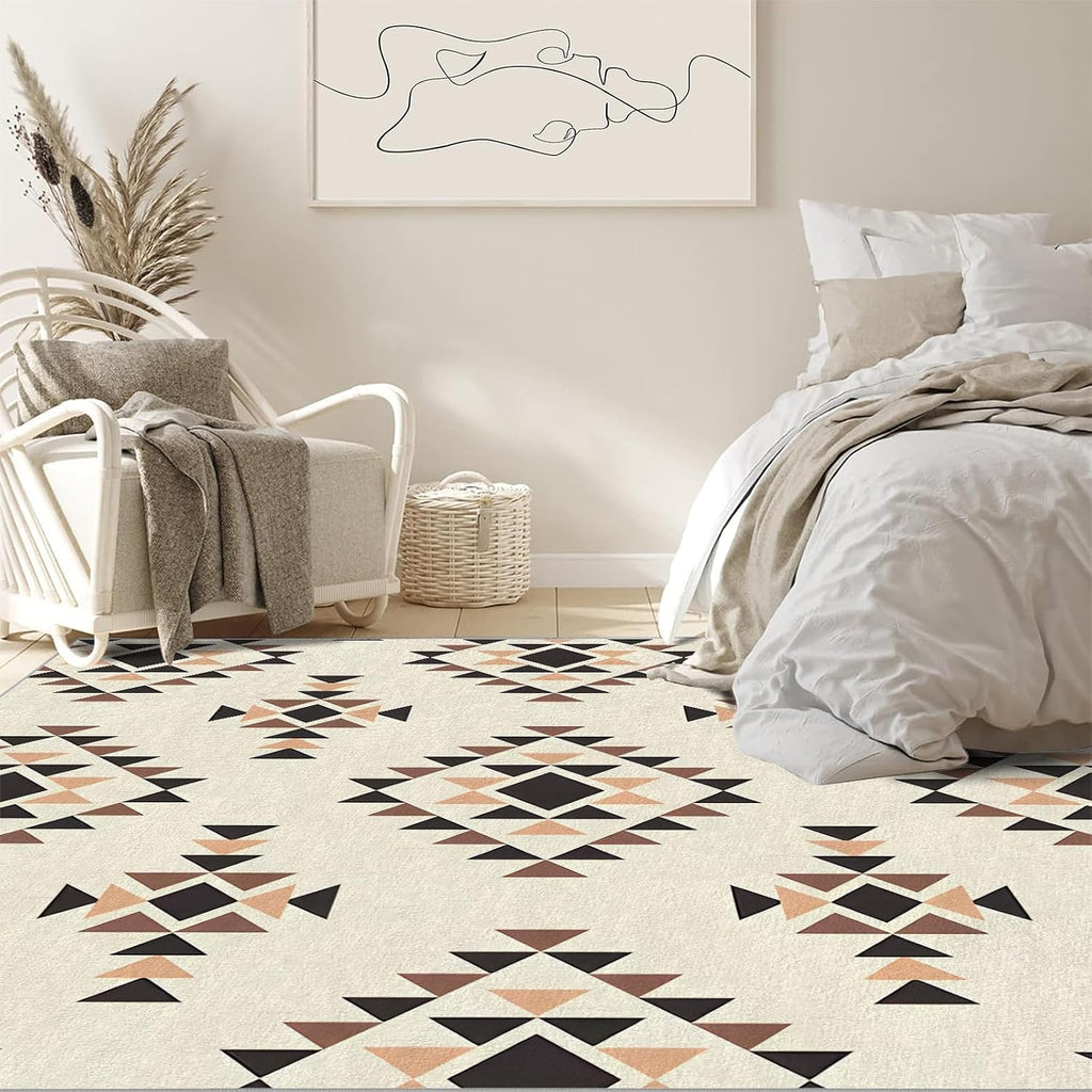 3x4ft Minimalism Area Rug – Premium Low Pile Non-Slip Carpet for Living Room, Bedroom & Office – Abstract Geometry,Washable Contemporary Home Decor Rug Yellow