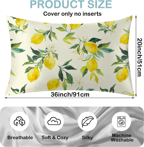 1 Pack Satin Pillowcase for Hair and Skin Yellow Lemon Retro Imitation Silk Pillowcase 20" x 36" with Hidden Zipper Soft Smooth Cooling Pillow Cover King Size for Bedroom Sofa