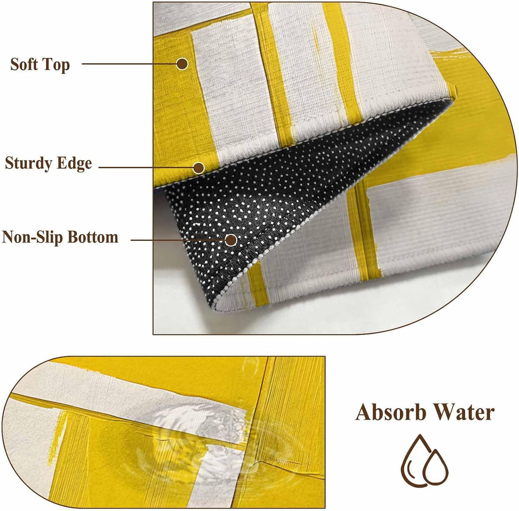 Abstract Art 5'x7' Area Rugs, Modernism Yellow Color Block Washable Area Rugs Non-Slip Indoor Floor Mats Carpet for Living Room Bedroom Dining Room