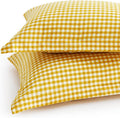 Mustard Yellow Plaid Gingham Pillowcases, 20x26 Inches, Set of 2
