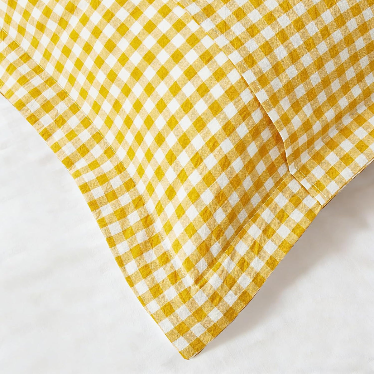 Mustard Yellow Plaid Gingham Pillowcases, 20x26 Inches, Set of 2