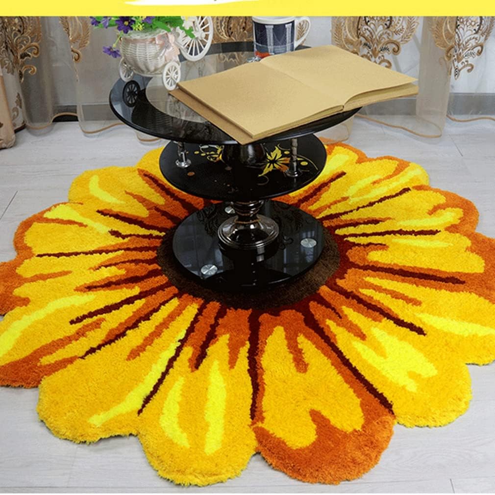 Modern Fashion Sunflower Area Rug Soft and Comfortable Bedroom Kitchen Living Room Bedside Floor Mats Indoor Outdoor Carpet Non-Shedding Non Slip Doormat Home Décor (25.5" X 25.5", Yellow)