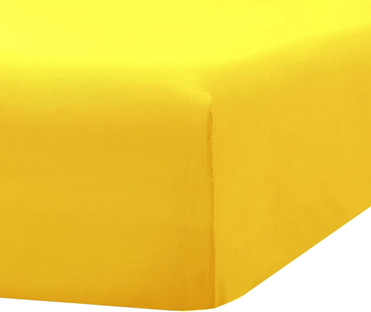 Single Fitted Sheet (Twin - Yellow) - Deep Pocket Brushed Velvety Microfiber, Breathable, Extra Soft and Comfortable - Wrinkle, Fade, Stain and Abrasion Resistant