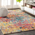 Abstract Area Rug 8X10 Multi/Yellow, Contemporary Indoor Rug