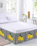 Yellow Lemons Bed Skirt Queen Size 16 Inch Drop, Adjustable Elastic Wrap Around Bed Skirts Easy Fitting Dust Ruffle Bedskirt Bed Frame Cover Summer Botanical Black White Plaid Farmhouse