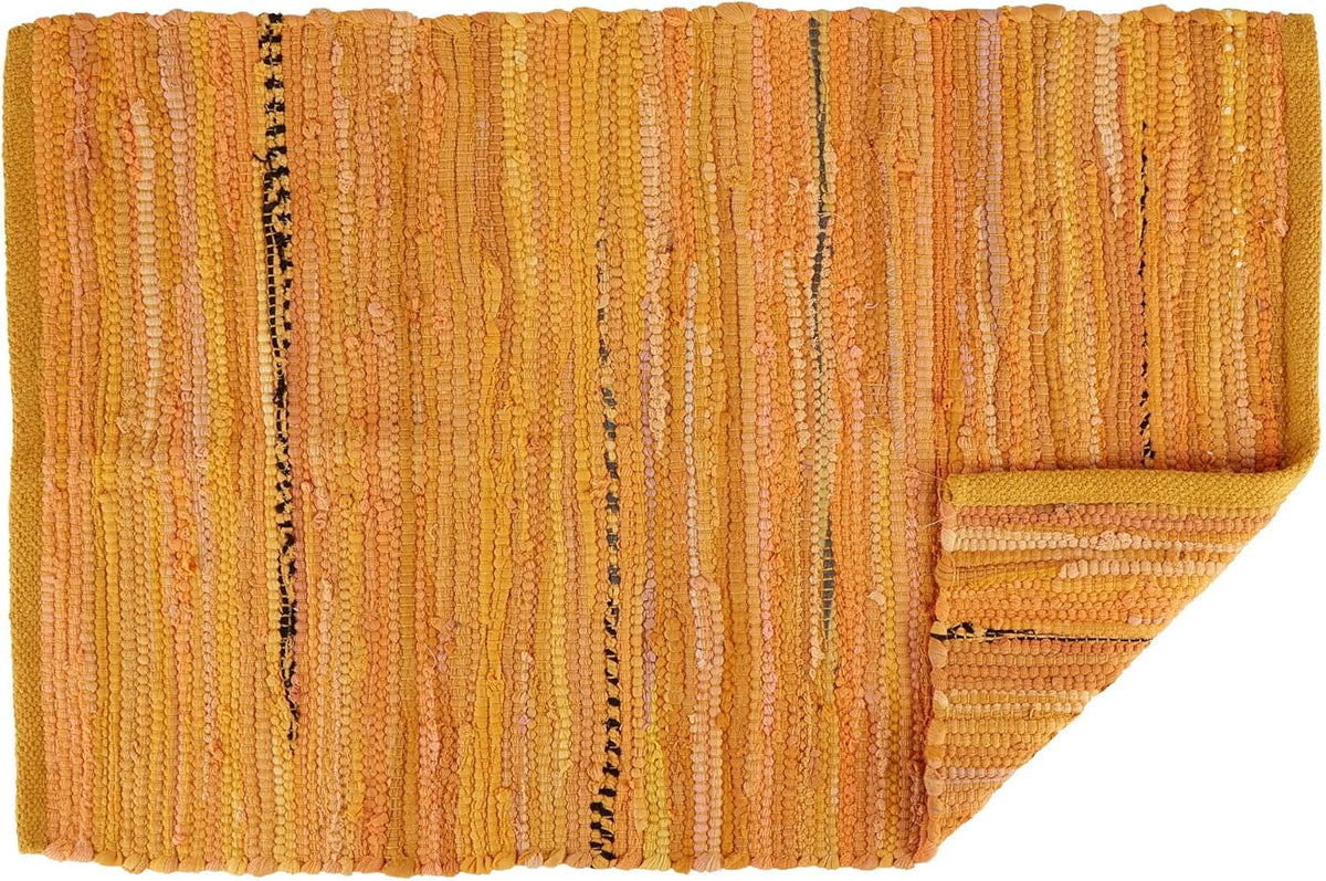 Chindi Home Collection Handwoven Multicolor Area Rag Run, 20x31.5, Mustard Yellow