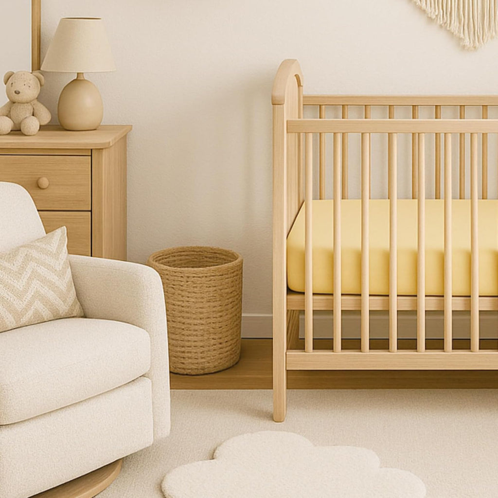 Frankie Fitted Crib Sheet 100% Organic Cotton for Baby & Toddler Mattress, Breathable for Boys & Girls, Butter Yellow, One Size