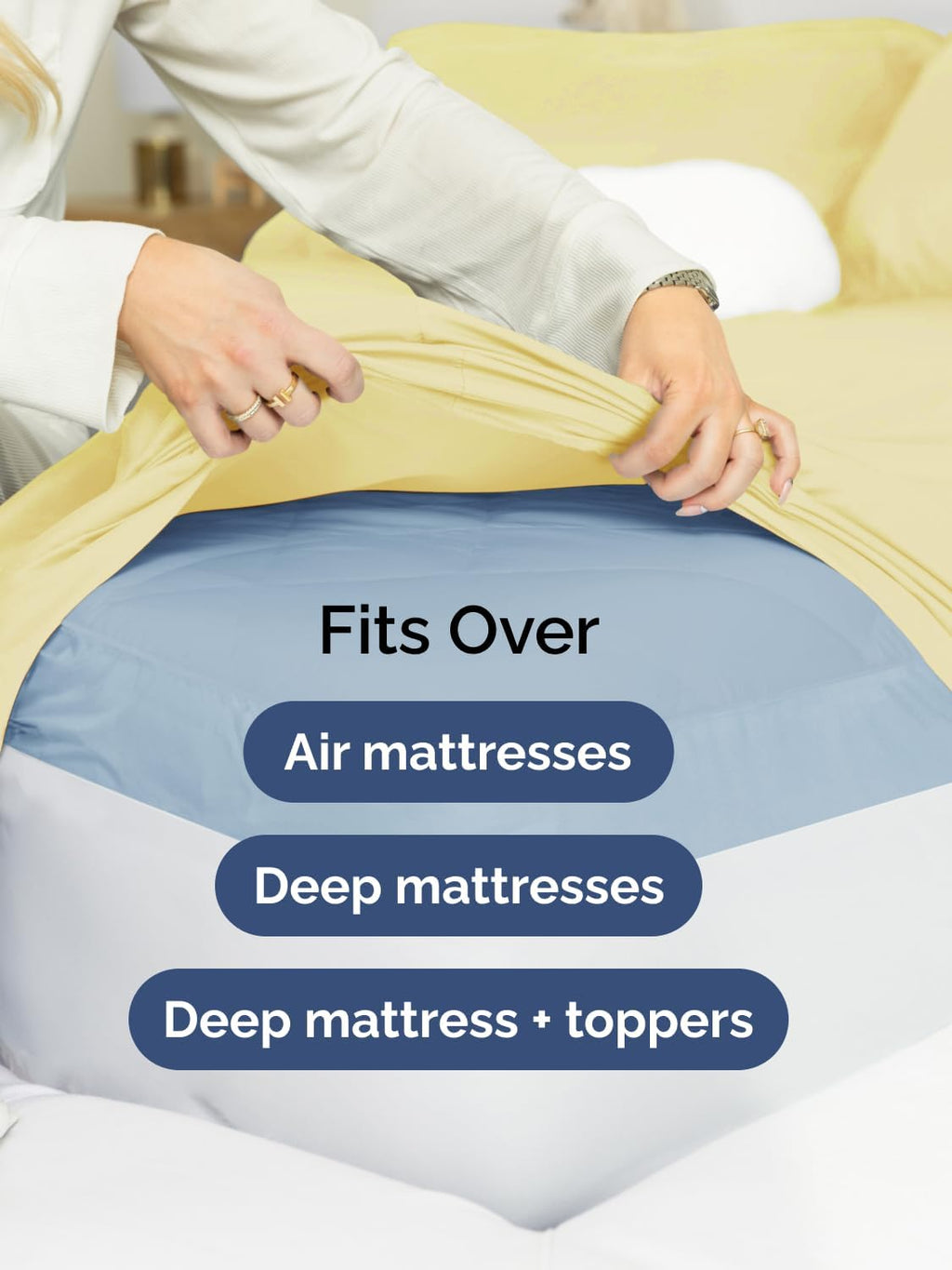 Extra Deep Queen Sheet Set - 4 Piece Breathable & Cooling Sheets - Yellow