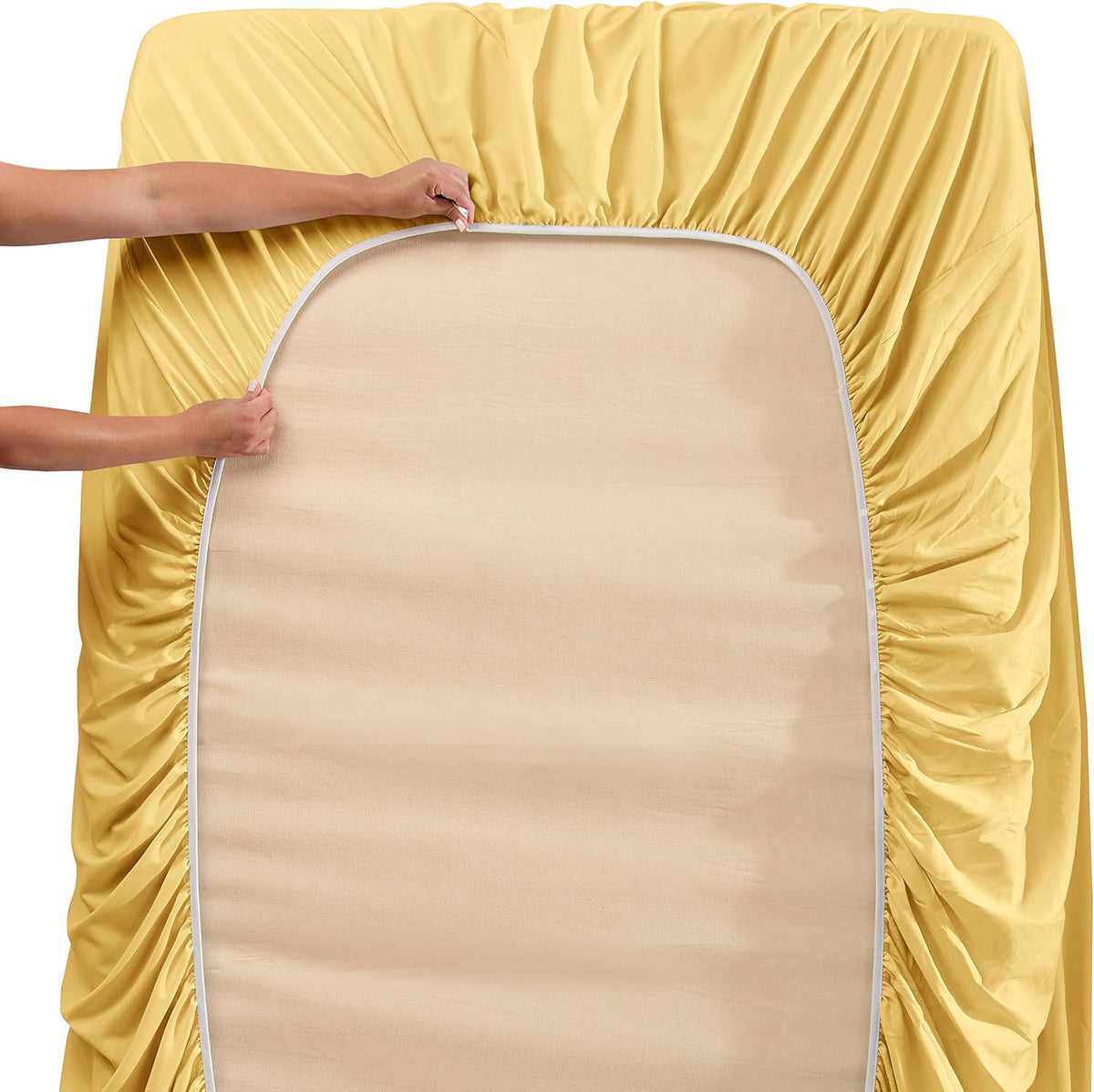Extra Deep Pocket Sheet Sets, Luxury Soft 6 Piece Bed Sheet Set Fits Mattress 18-24 Inches - Full, Mellow Yellow