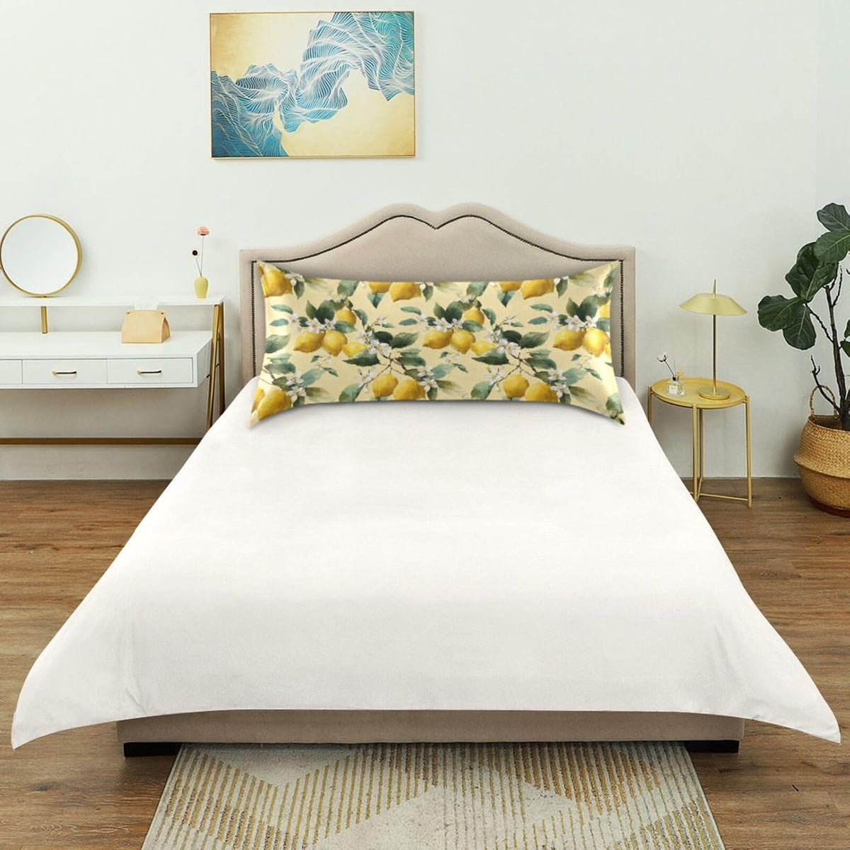 Satin Pillowcase 1 Pack Lemon Yellow Citrus Fruits (25) Similar to Silk Pillow Cases, 20" x 26" Soft Smooth Breathable Cool Pillow Cover for Hair and Skin, Standard Size