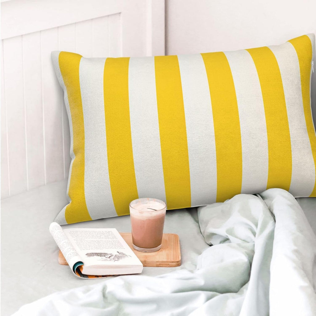 Lemon Yellow Stripes Standard Pillowcases Sets of 2, Ultra Soft Microfiber Plush Pillow Cases 20"X30" Comfort Decorative Throw Pillow Cover with Hidden Zipper for Bedroom, Sofa, Couch