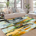 Modern Yellow Gold Abstract Texture Rug 2x3 Contemporary Aesthetic Washable Area Rugs for Dining Room Living Room Bedroom Office Large Soft Home Deco Carpet Kitchen Hallway Thin Mat