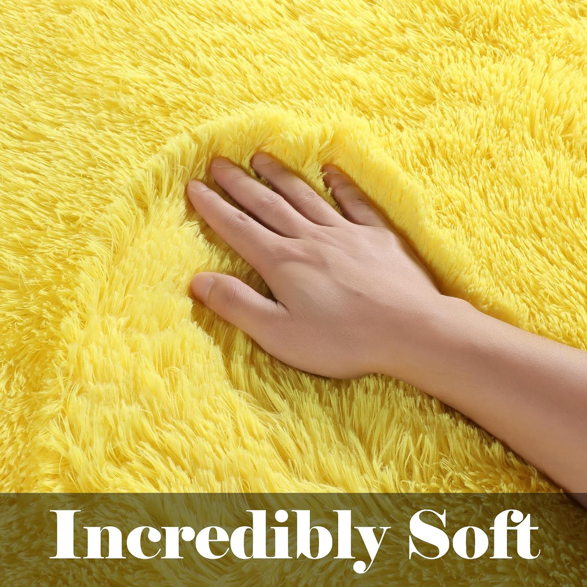 Yellow Rugs for Living Room Bedroom, 5x8 Fluffy Bedside Area Rug, Soft Plush Shaggy Indoor Floor Carpet for Nursery Kids Girls Boys Teen Dorm Home Office Decor Aesthetic