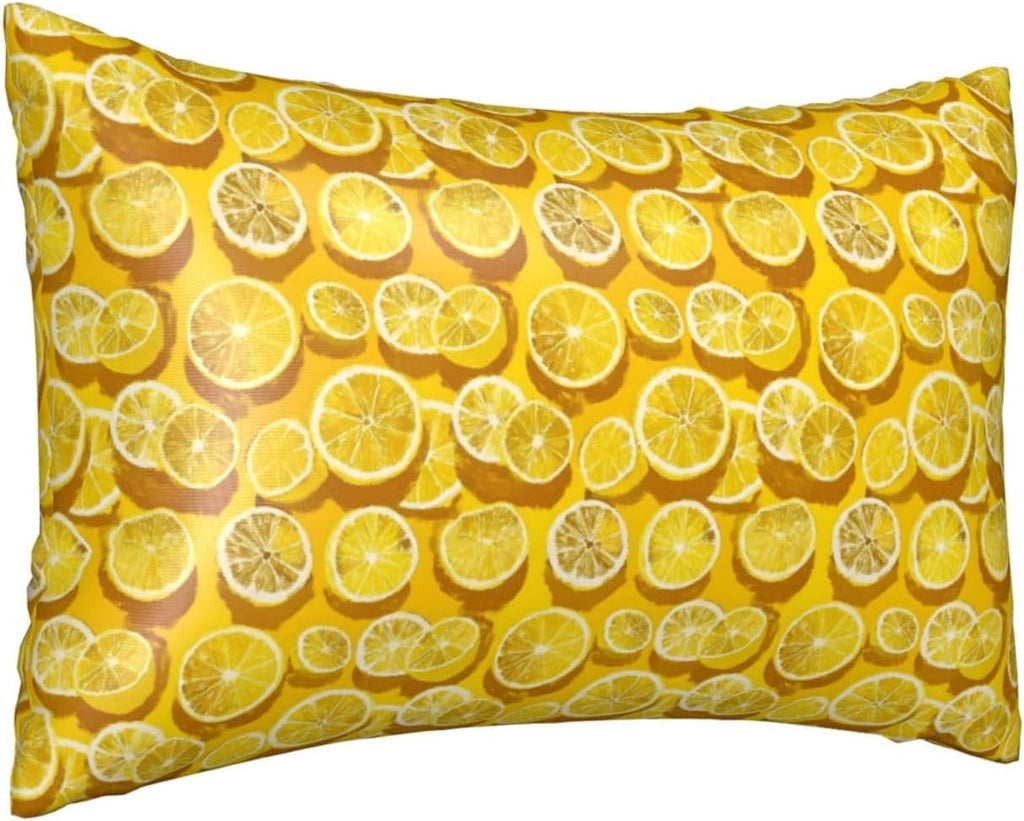 Abstraction Lemon Yellow Print Satin Pillowcase for Hair and Skin, 20x30 Inches Pillow Cases, Queen Size Pillowcases with Zipper, Similar to Silk Pillow Covers