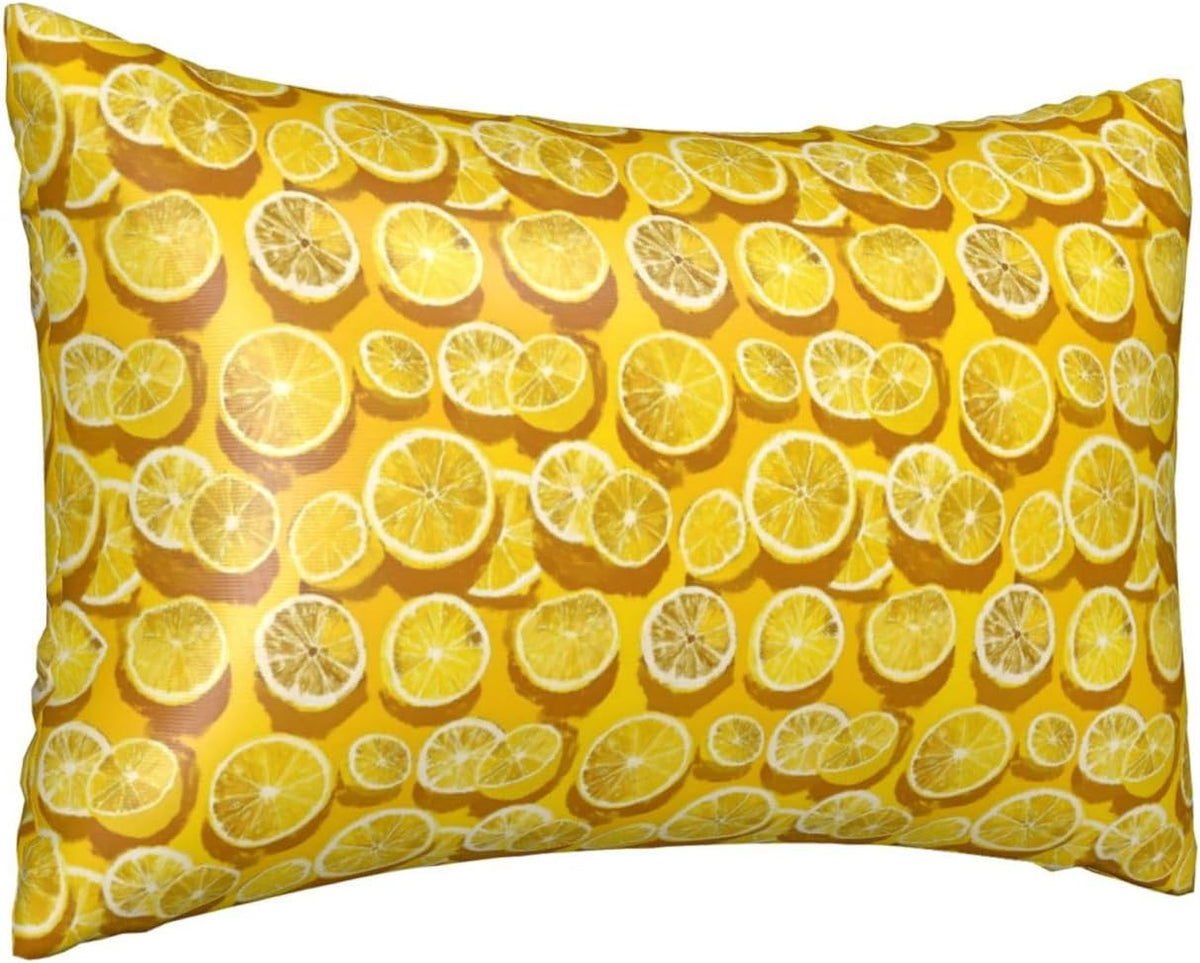 Abstraction Lemon Yellow Print Satin Pillowcase for Hair and Skin, 20x30 Inches Pillow Cases, Queen Size Pillowcases with Zipper, Similar to Silk Pillow Covers