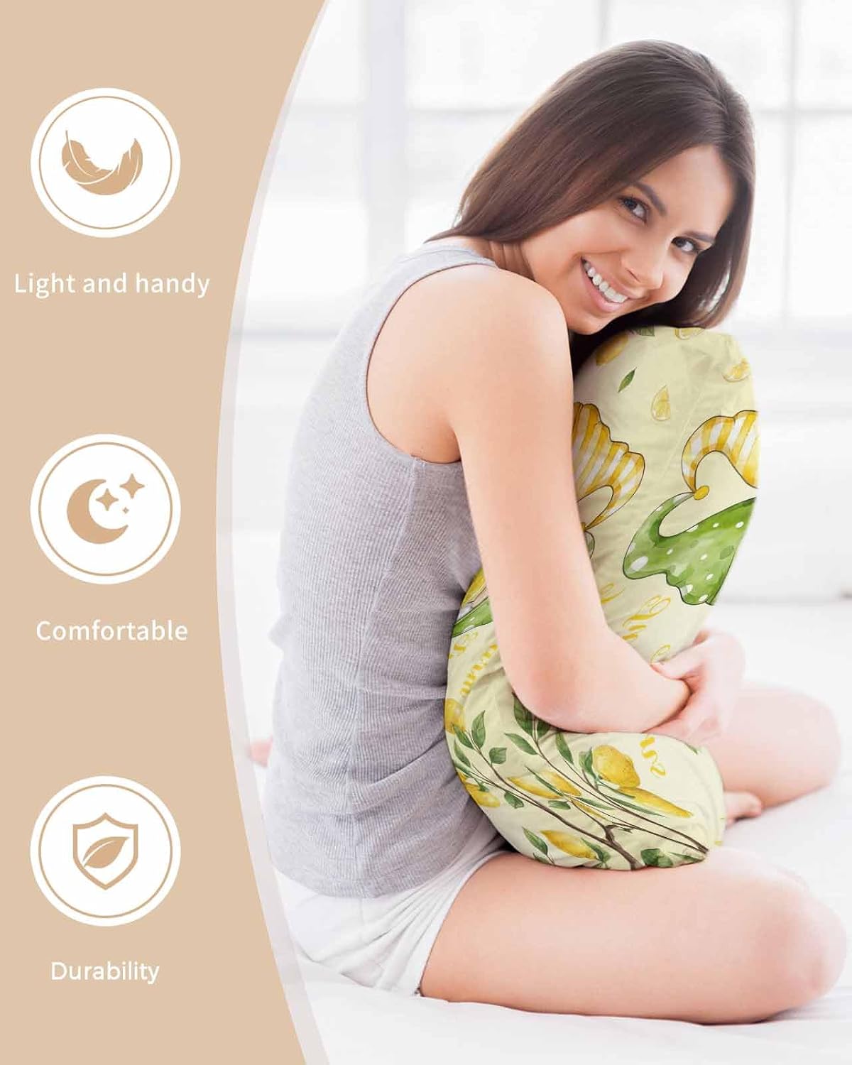 Satin Pillowcases Standard Size, Lemon Gnomes Silk Pillow Cases for Hair and Skin with Zipper 2 Pack, Summer Tropical Fruits Lemon Yellow Smooth Throw Pillow Covers for Sleeping, 20"x26"