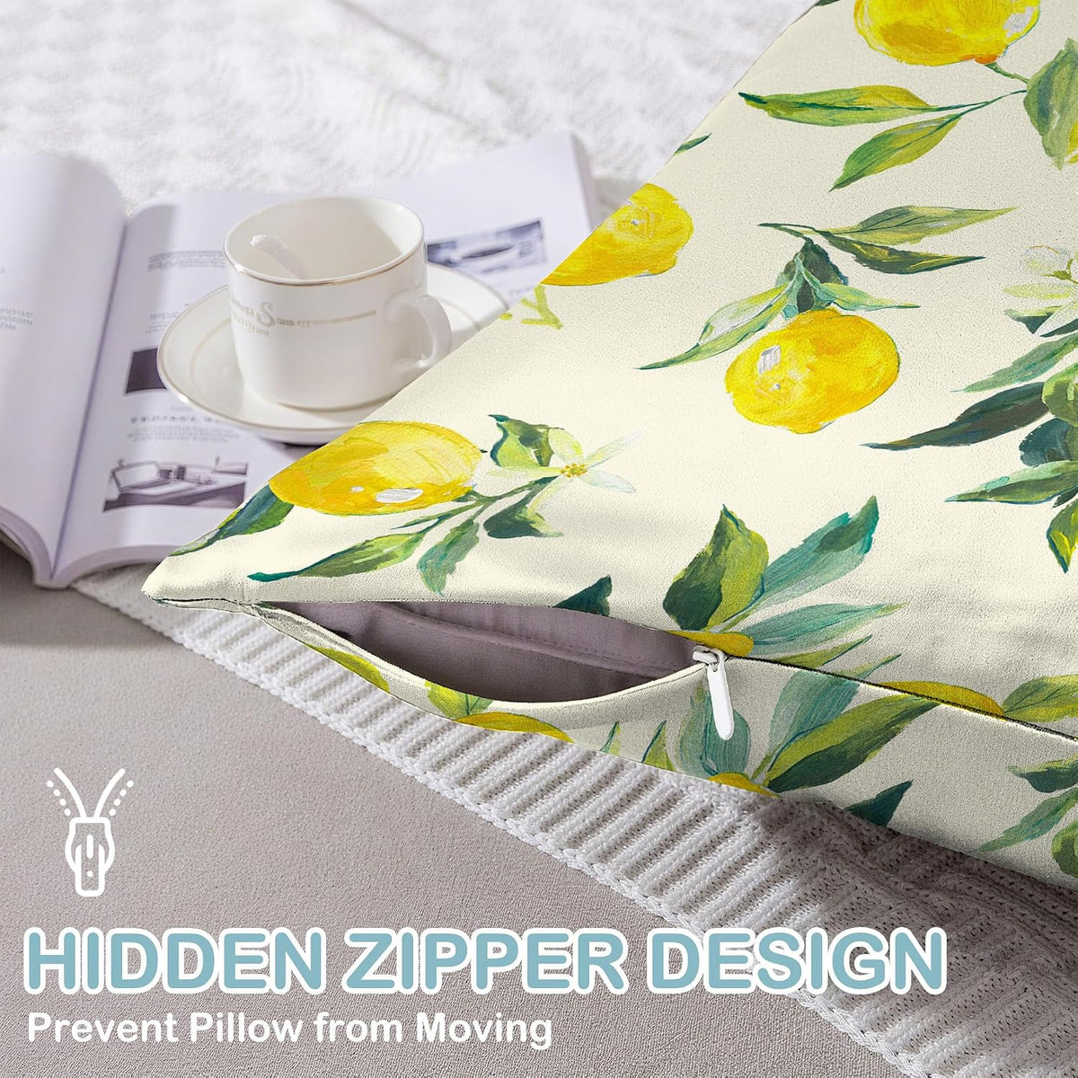 1 Pack Satin Pillowcase for Hair and Skin Yellow Lemon Retro Imitation Silk Pillowcase 20" x 30" with Hidden Zipper Soft Smooth Cooling Pillow Cover Queen Size for Bedroom Sofa