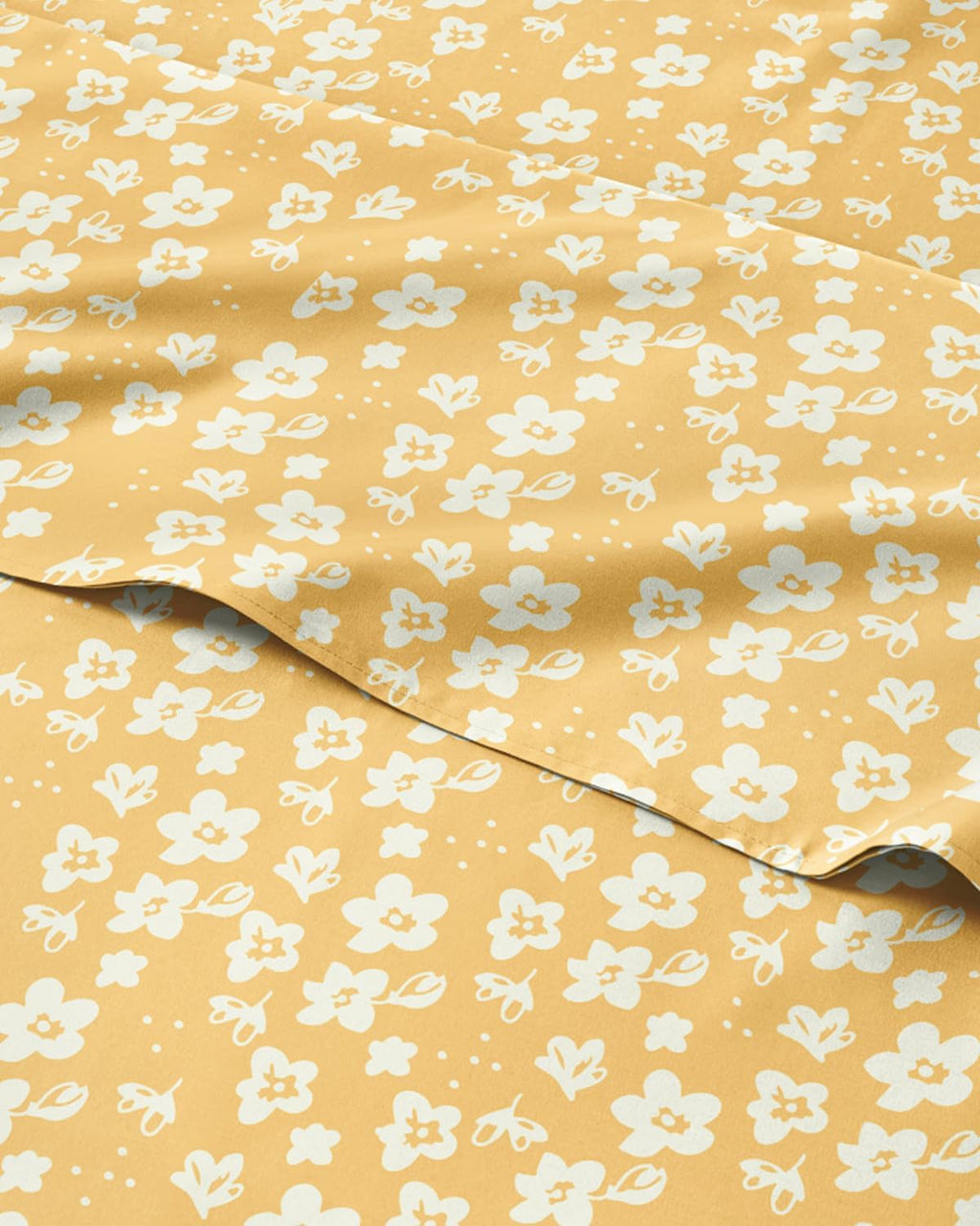 Queen 4 Piece Floral Sheet Set - Soft, Breathable & Cooling - Yellow Meadow