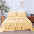 Full Sheet Set 4 Pieces, Ultra Soft & Breathable Microbifer Sheets, 1600 Thread Count Hotel Luxury Oeko-Tex Bedding, 14-16 Inch Deep Pocket Durable Wrinkle Free Bedsheets, Pale Yellow