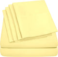 6 Piece Bed Sheet Set, Twin, Pale Yellow