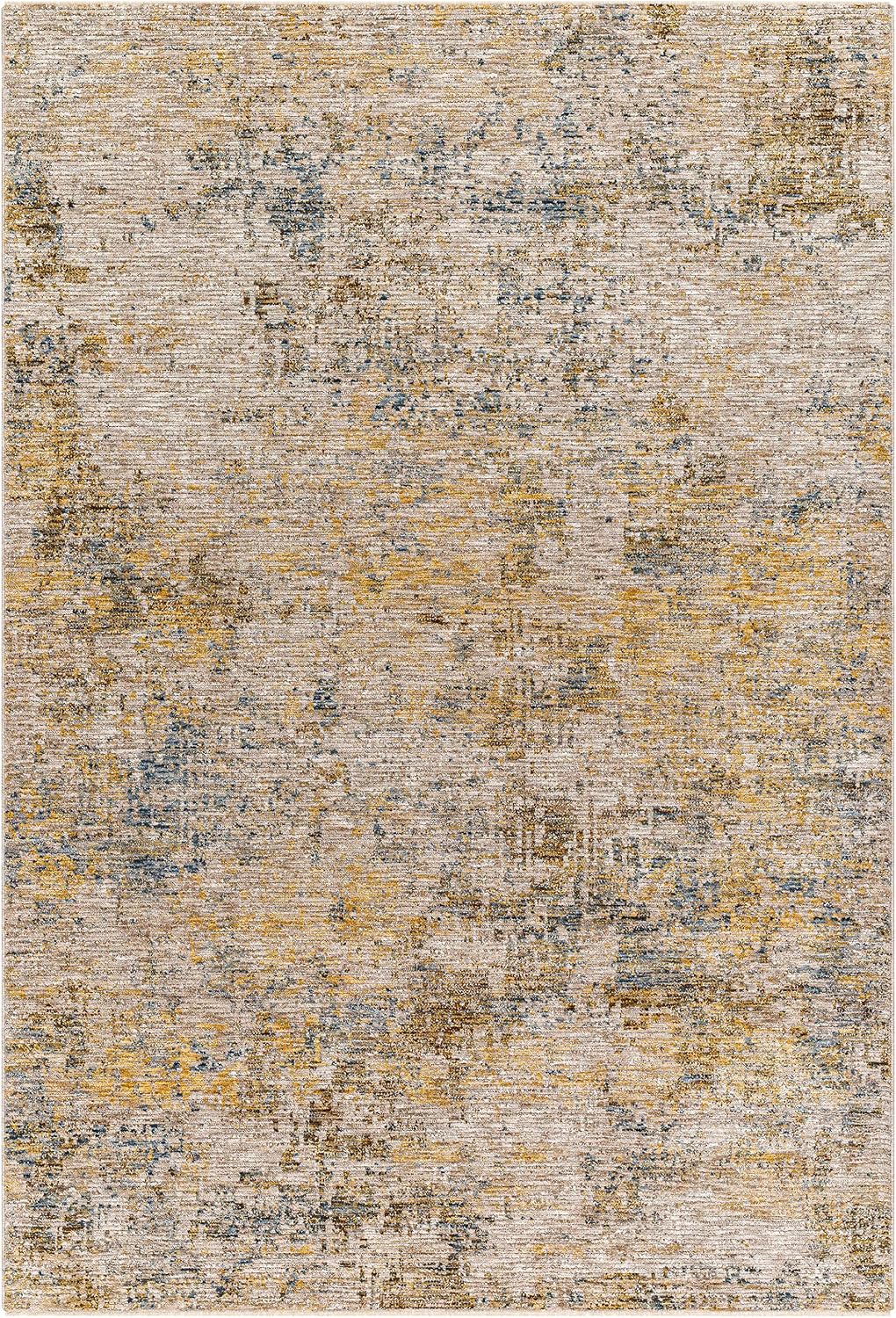 Turing Living Room, Bedroom Area Rug - Abstract Distressed Faded Overdyed - Contemporary Modern Transitional Boho - Tan, Light Sage, Sage, Beige, Yellow - 5' x 7'5"