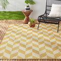 New York Patio Country Calla Contemporary Herringbone Indoor/Outdoor Area Rug, Yellow/Cream, 6'6"x9'2"