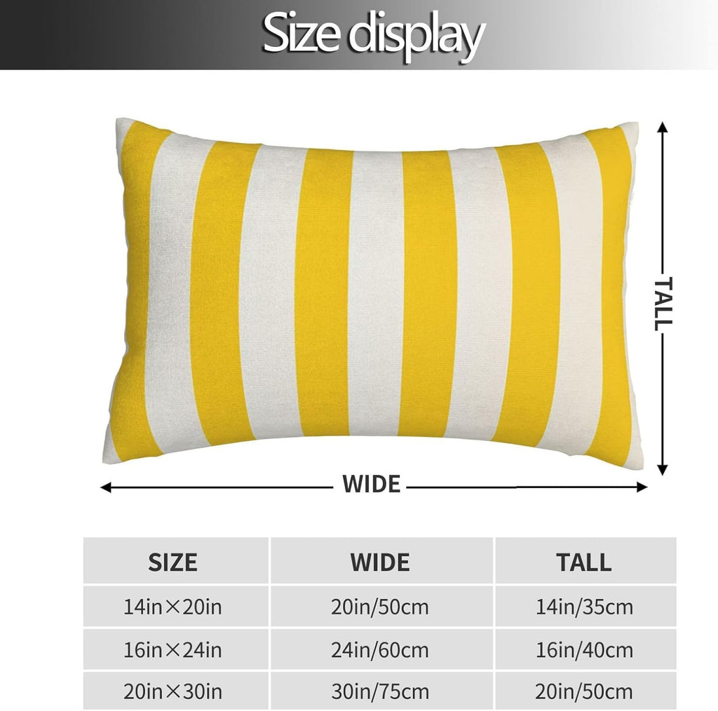 Lemon Yellow Stripes Standard Pillowcases Sets of 2, Ultra Soft Microfiber Plush Pillow Cases 16"X24" Comfort Decorative Throw Pillow Cover with Hidden Zipper for Bedroom, Sofa, Couch
