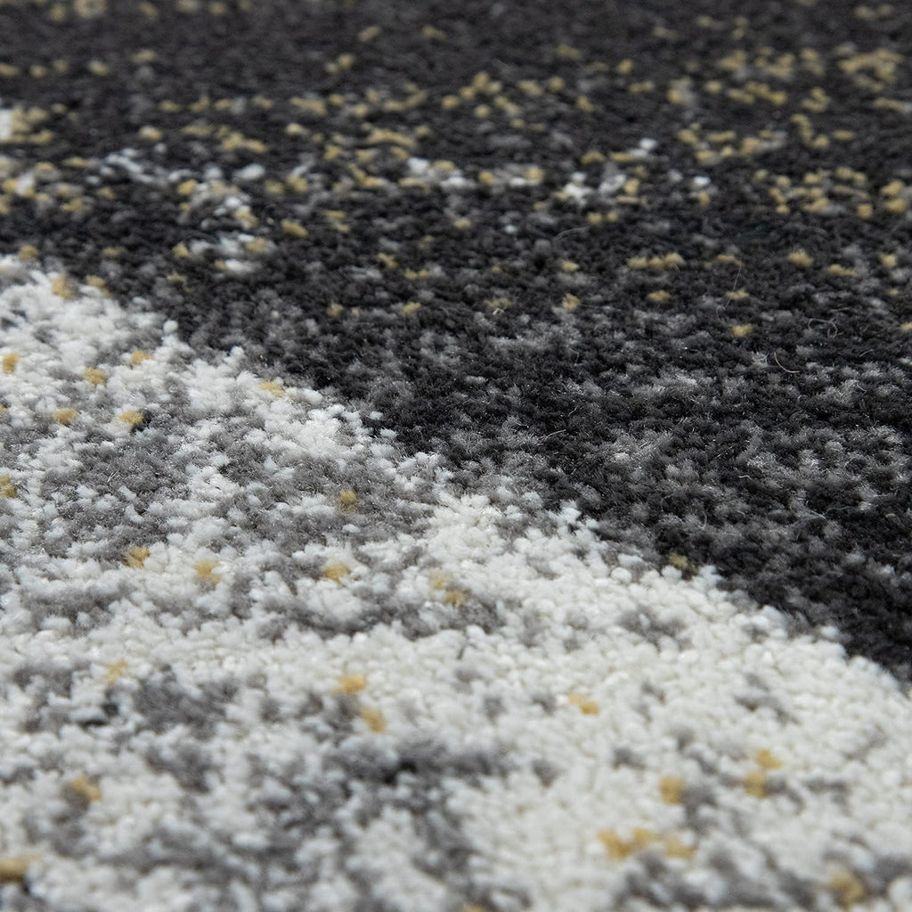 Area Rug Abstract Geometric Pattern in Modern Yellow Grey, Size: 3'11" x 5'7"