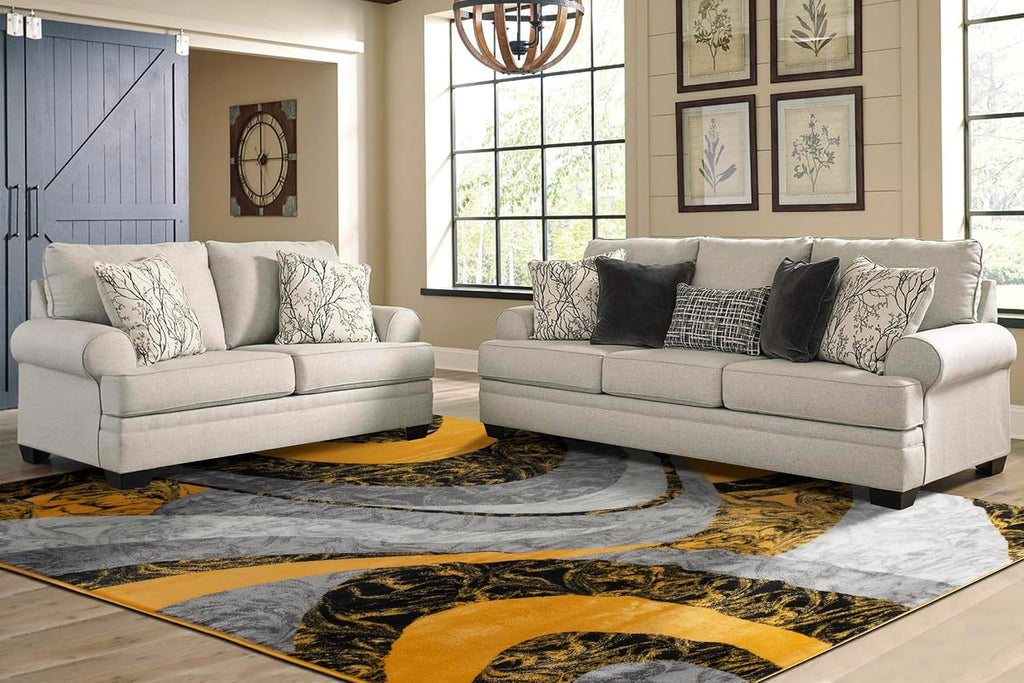 Modern Contemporary Swirls Design Area Rug, Luxurious, Elegant, and Fashionable Area Rug (Yellow, 4 ft X 5 ft)