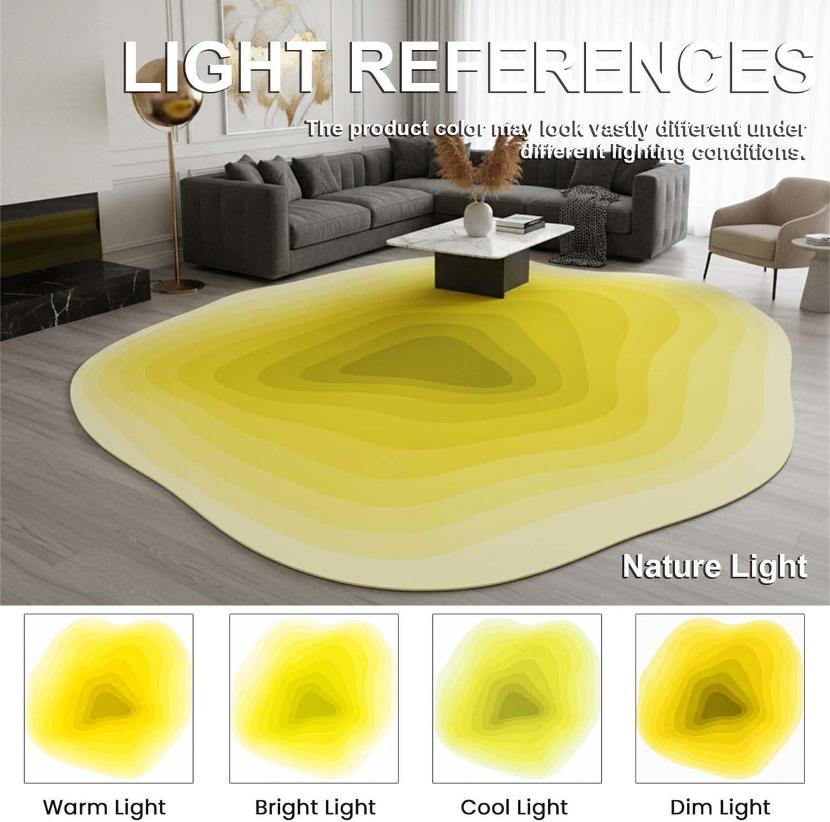 Warm Yellow Ombre Tonal Geometric Texture Irregular Area Rug 4x6 Modern Abstract Art Deco Aesthetic Indoor Rugs for Living Room Bedroom Dining Room Soft Washable Non Slip Rug Bright Fun Cozy Carpet