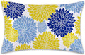 Yellow Navy Blue Flower Satin Pillowcase for Hair and Skin 1 Pack,Soft and Cooling Similar to Silk Pillow Cases with Hidden Zipper, Gift for Women Men(20"x30" Queen Size