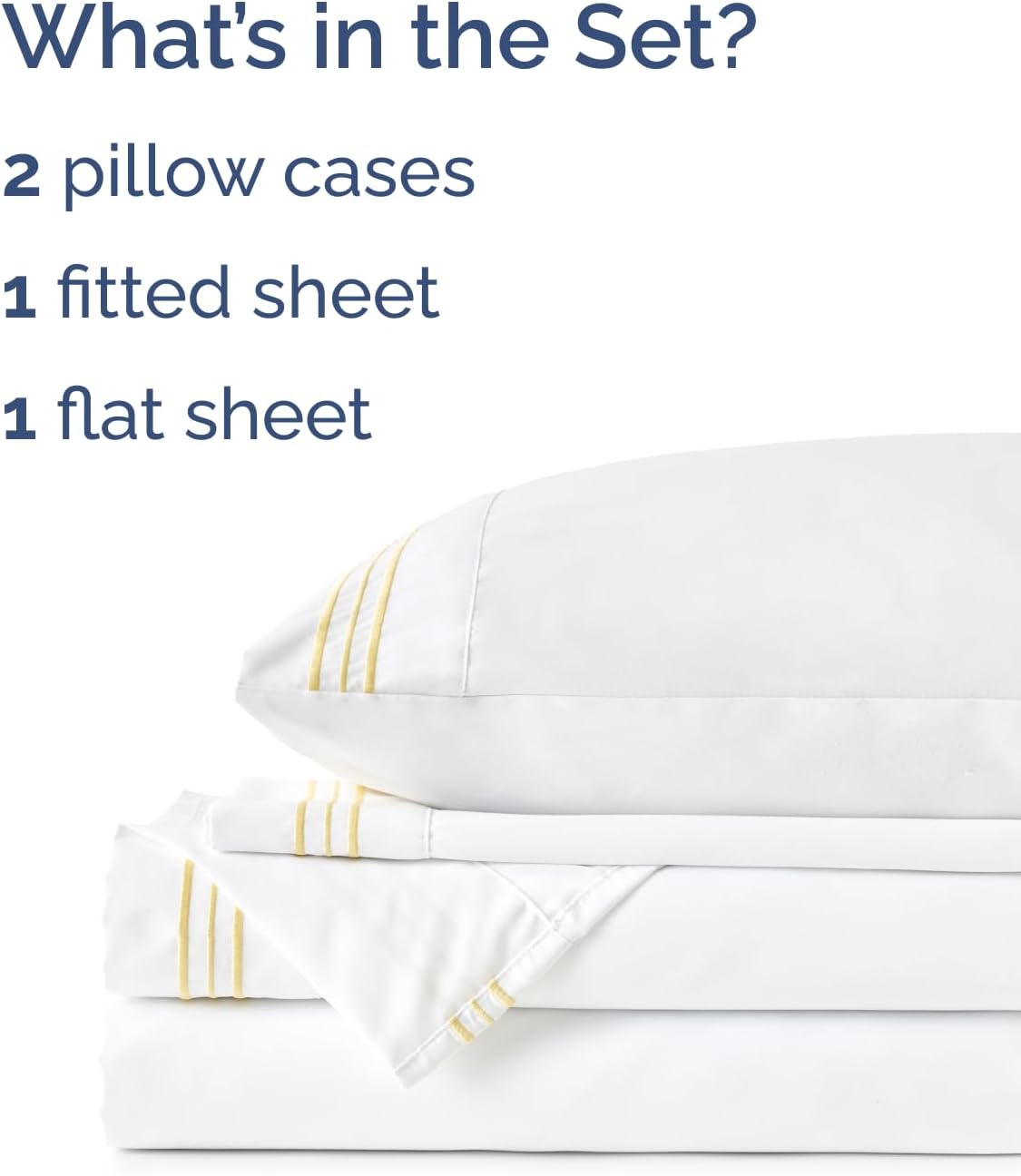 Extra Thick Heavyweight King Size, Embroidery Sheet Set - Butter Yellow