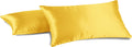 Aiking Home 100% Polyester Bridal Satin Luxury Pillowcases – Set of 2 Invisible Zipper Pillowcases - Machine Washable - (Queen 20x30 inch, Yellow)