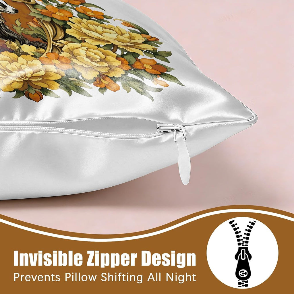 2 Pack Satin Pillowcase, Smooth Silk Pillowcase with Hidden