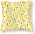Satin Throw Pillow Covers Yellow Sweet Lemon Throw Pillow Cover Square Fresh Lemons Fruit Throw Pillow Cases Hidden Zipper for Home Bed Sofa 16"x16" Cooling Summer Pillow Covers