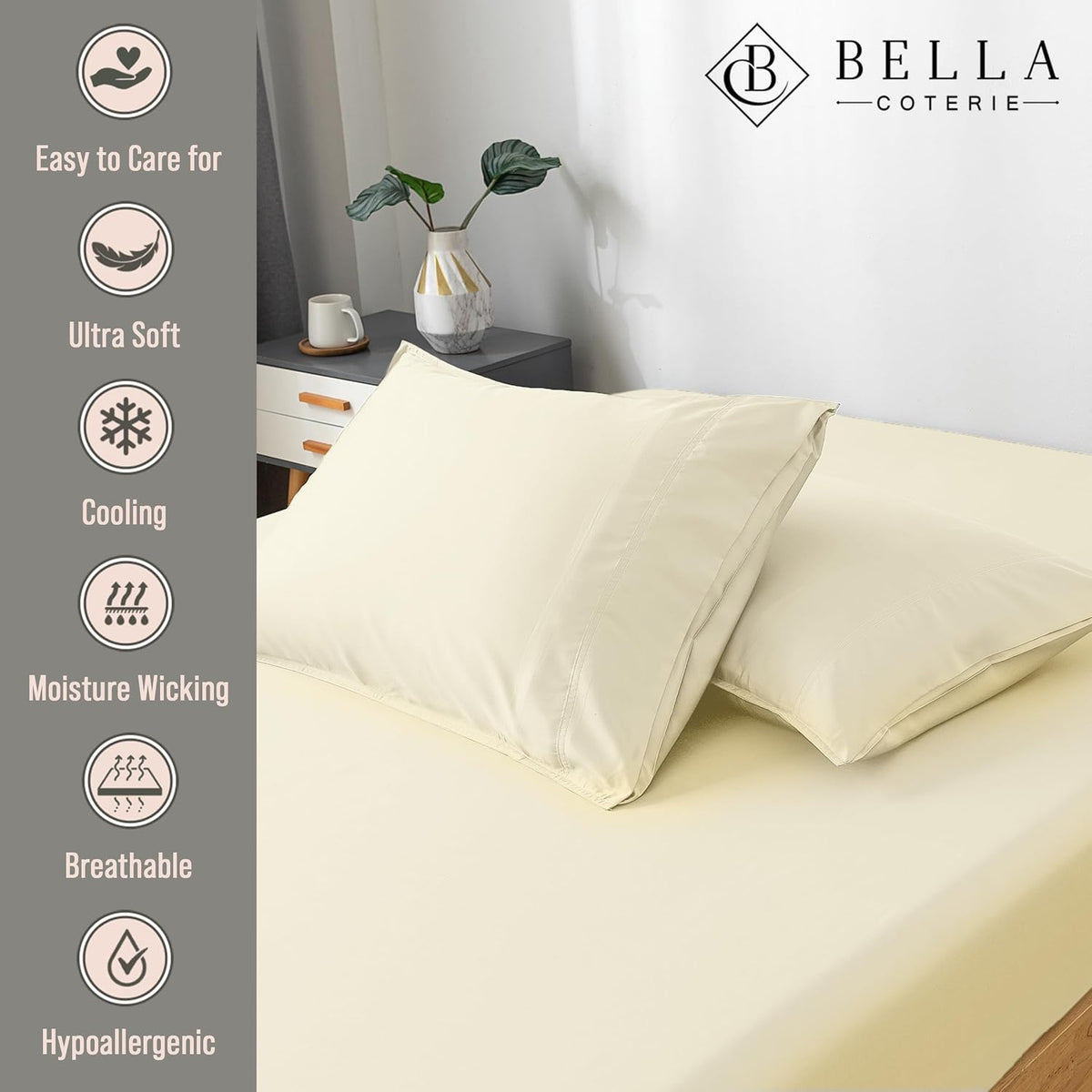 Bella Coterie | Luxury Bamboo Viscose Standard Size Pillowcase Set