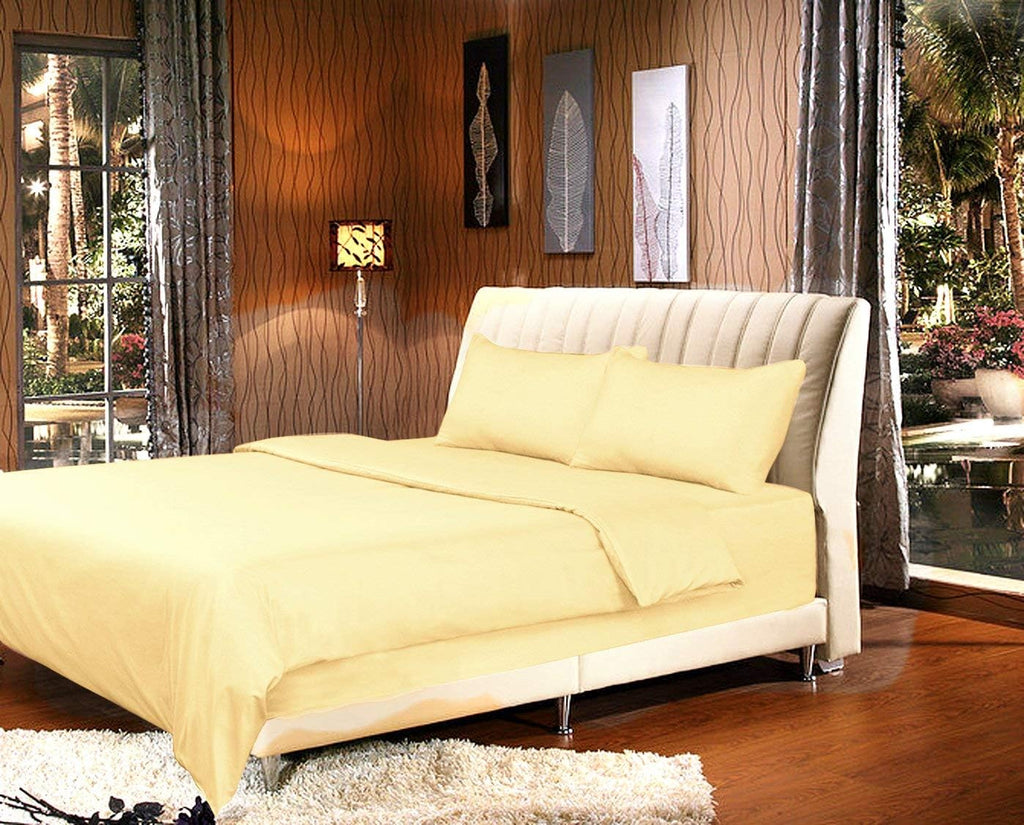 4 Piece Bed Sheet Set 100% Egyptian Cotton with 16 Inch Extra Deep Pocket (Light Yellow Queen) 600 Thread Count Premium Super Soft Hotel Quality Bedding