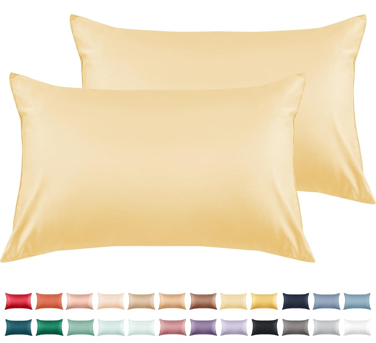 Cotton Pillow Cases Standard Size Set of 2, 600 Thread Count Pillowcases 20x26 Inches, Soft Long Staple Cotton Pillowcases Breathable with Envelope Closure, Mustard Yellow
