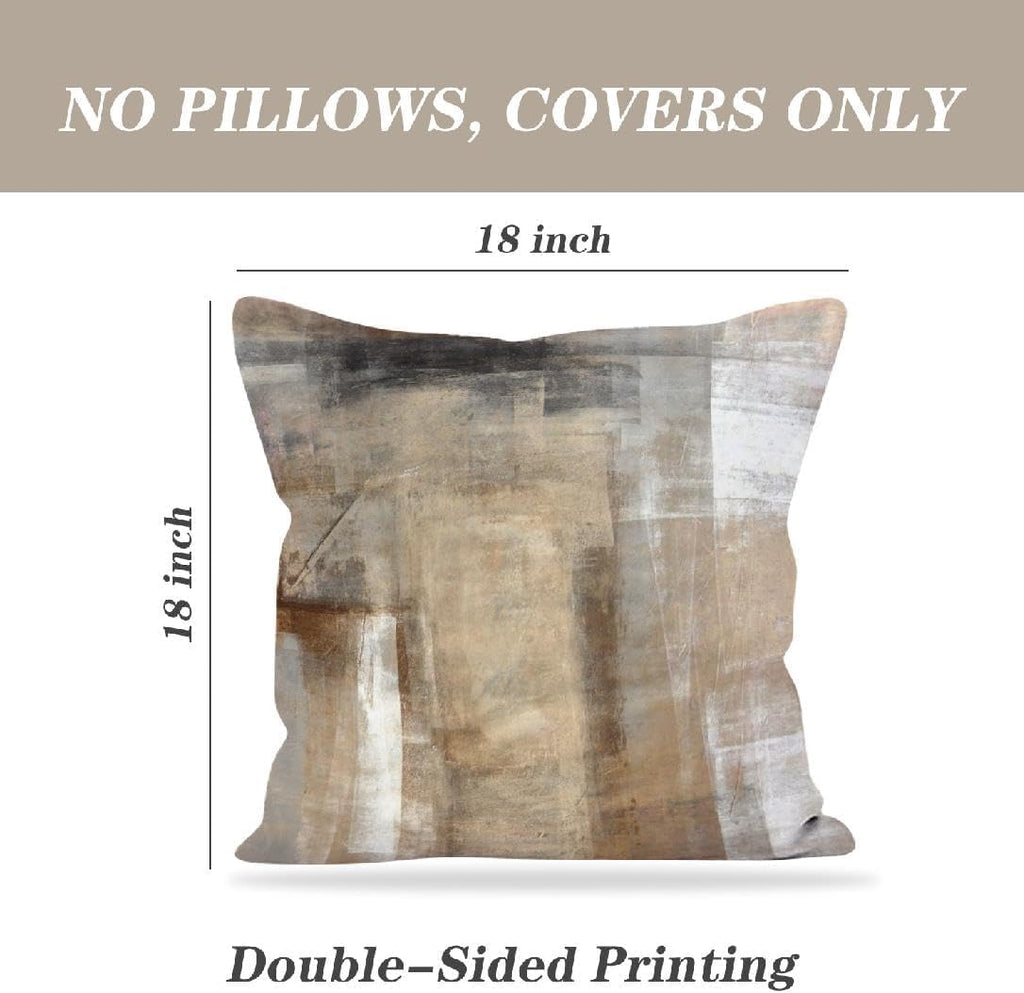 Throw Pillow Covers for Couch, 18x18 Inch, Set of 2, Beige