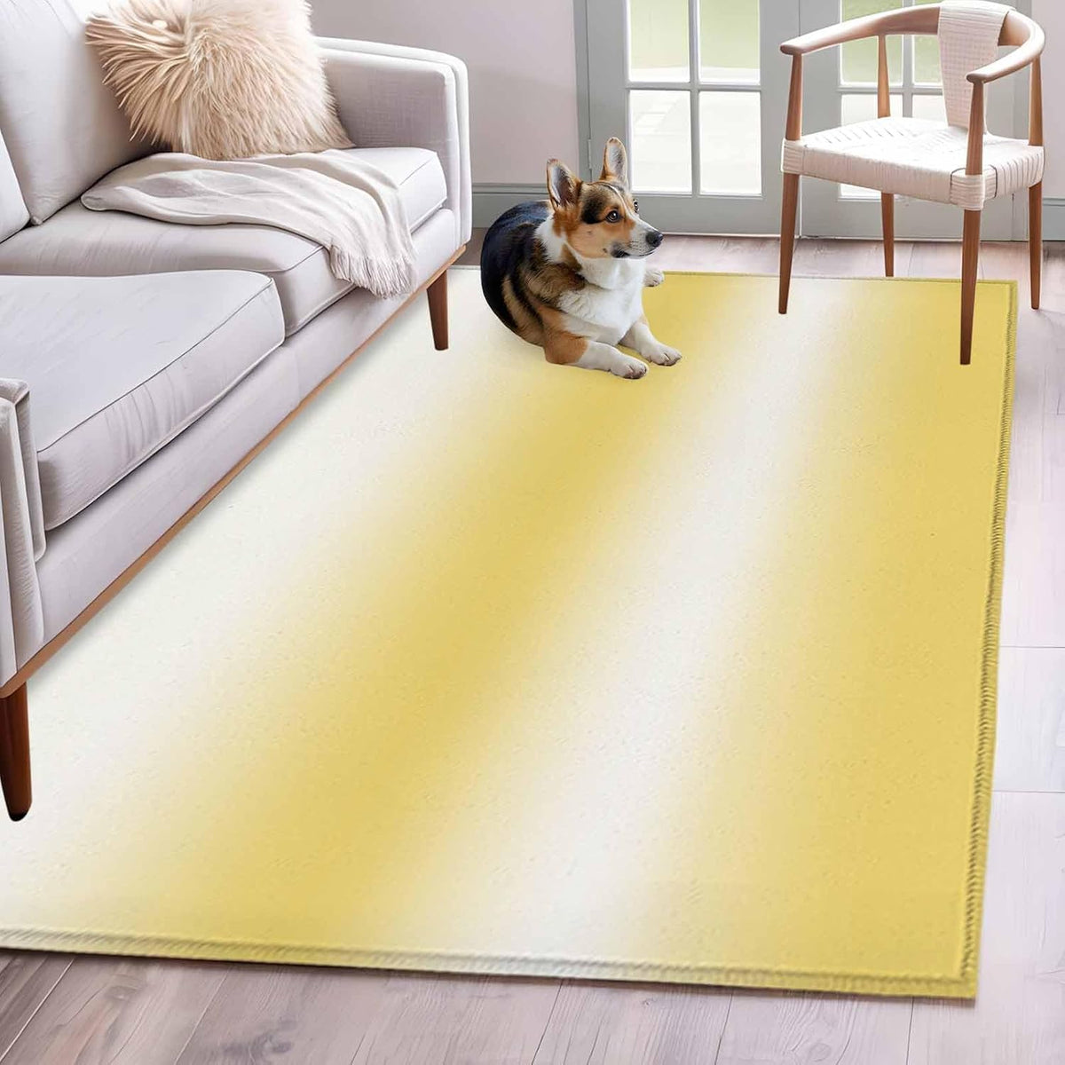 Area Rug Gradient Lemon Yellow Abstract Rectangle Area Rugs Washable Rug for Living Room Bedroom Dining Room, Modern Aesthetic Art Soft Non-Slip Floor Carpet 3x5ft